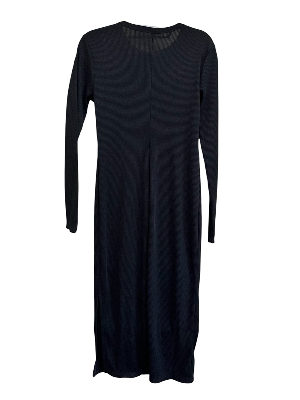 Uniqlo Ribbed Long-Sleeve Midi Dress with Side Slit S - Picture 5 of 8